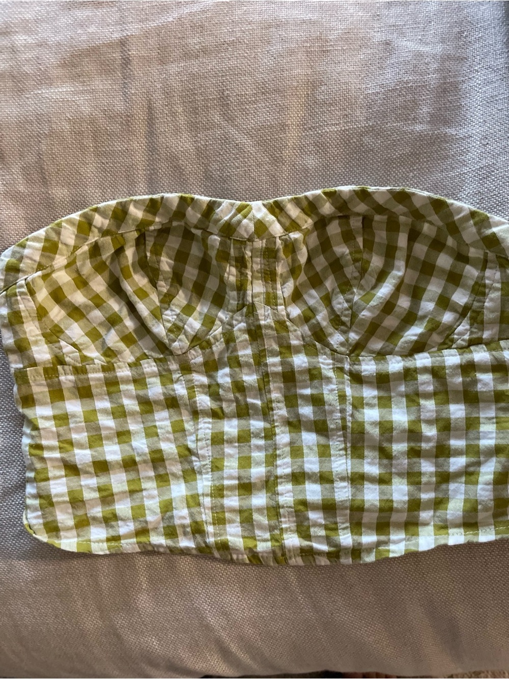 Free people Green and White Gingham Strapless Bustier Top size small
